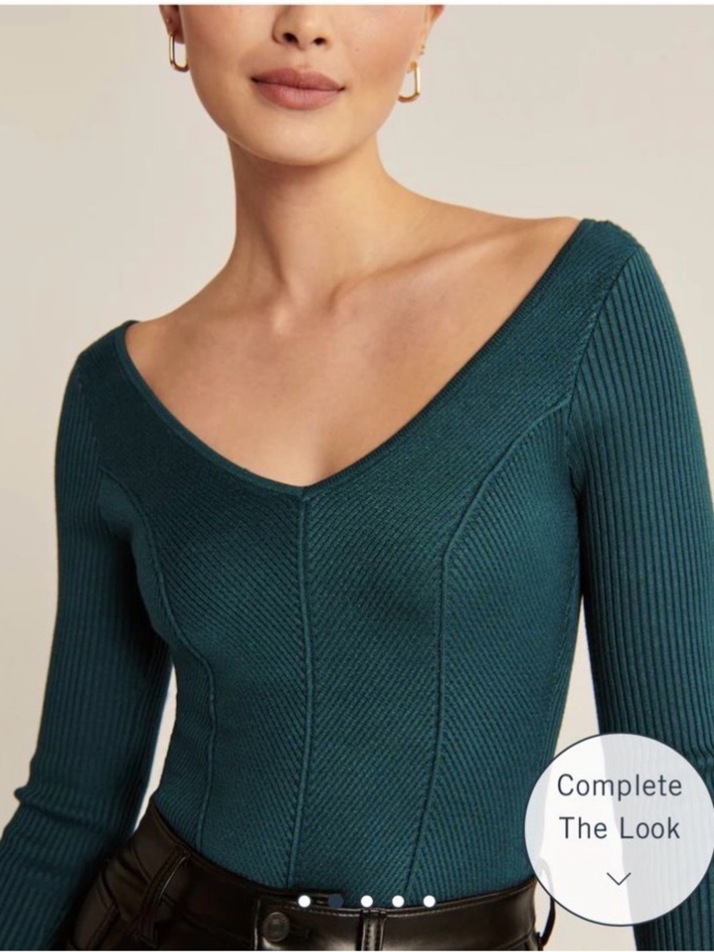 Abercrombie & Fitch Teal Ribbed V-Neck Sweater